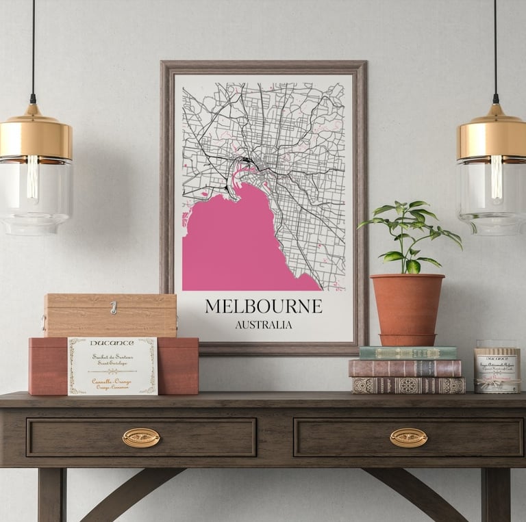Melbourne Map Poster Hallway