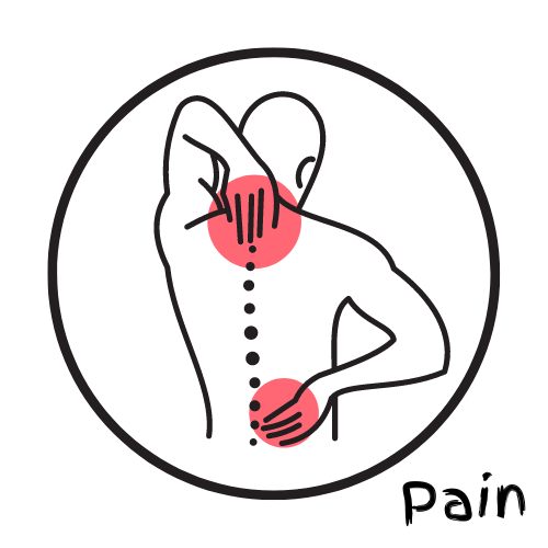 A person reaching his upper and lower back indicating back pain