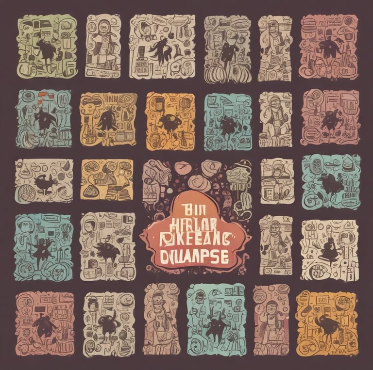 A dimly lit gaming setup with a monitor displaying a game's menu on the screen. A mechanical keyboard sits in front of the monitor. A pair of over-ear headphones and a game controller rest on the desk. The scene is bathed in a red and blue light, creating a moody gaming atmosphere.