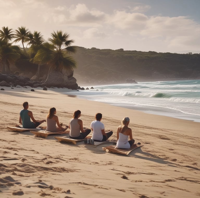 Two individuals are in a dimly lit setting, one wearing boxing headgear, suggesting a boxing or athletic context. One person appears to be instructing or motivating the other. The atmosphere is intense with smoke or mist adding dramatic tension.
