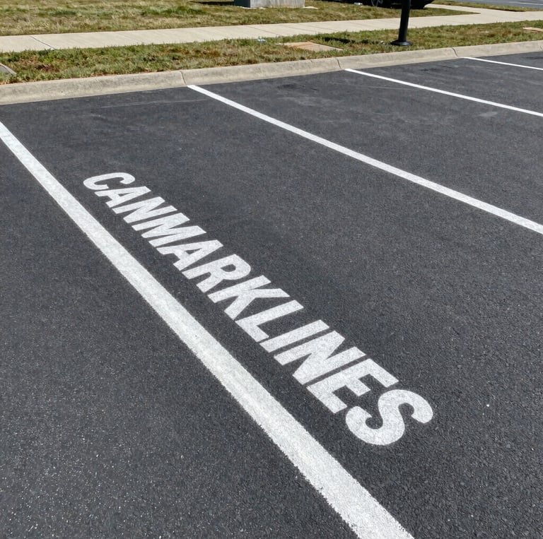 A clean and organized parking lot with freshly painted lines.