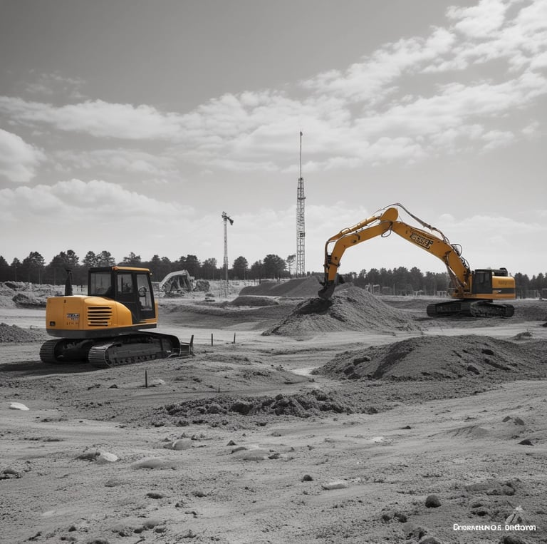 A red construction sign with a black arrow on it