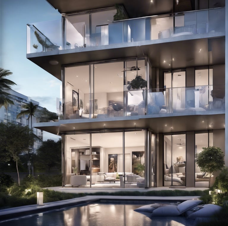 a tall white building with balconies and windows