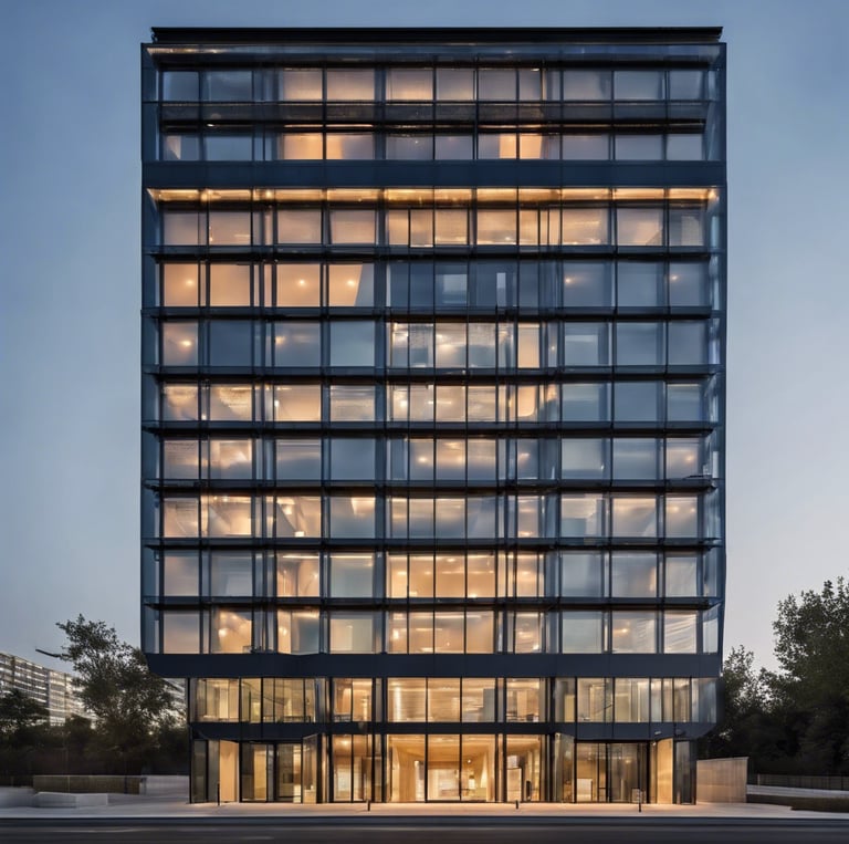 a tall white building with balconies and windows