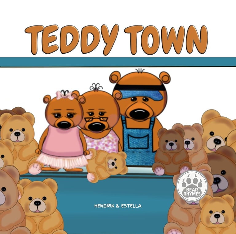 Bear Rhymes Teddy Town Book cover with Aunt May, Billy Bob and May Brown Bear
