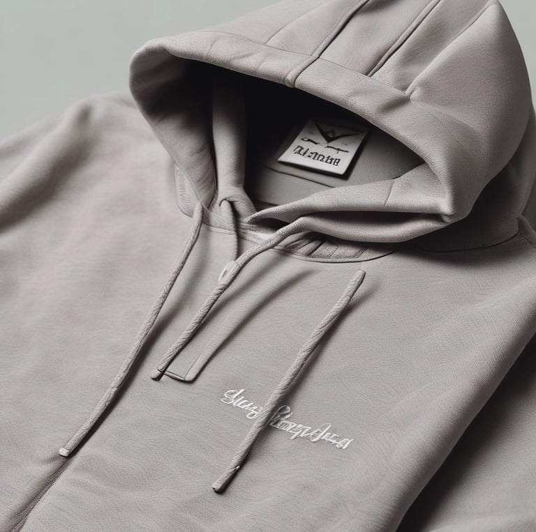 A close-up of a towel with a textured red and beige pattern is placed on a wooden surface. A label is sewn onto the towel, displaying the text 'Designed in Berlin Made in Germany towel.studio 100% Organic Cotton' along with care symbols.