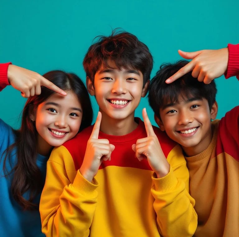 3 happy kids with bright sparkling eyes