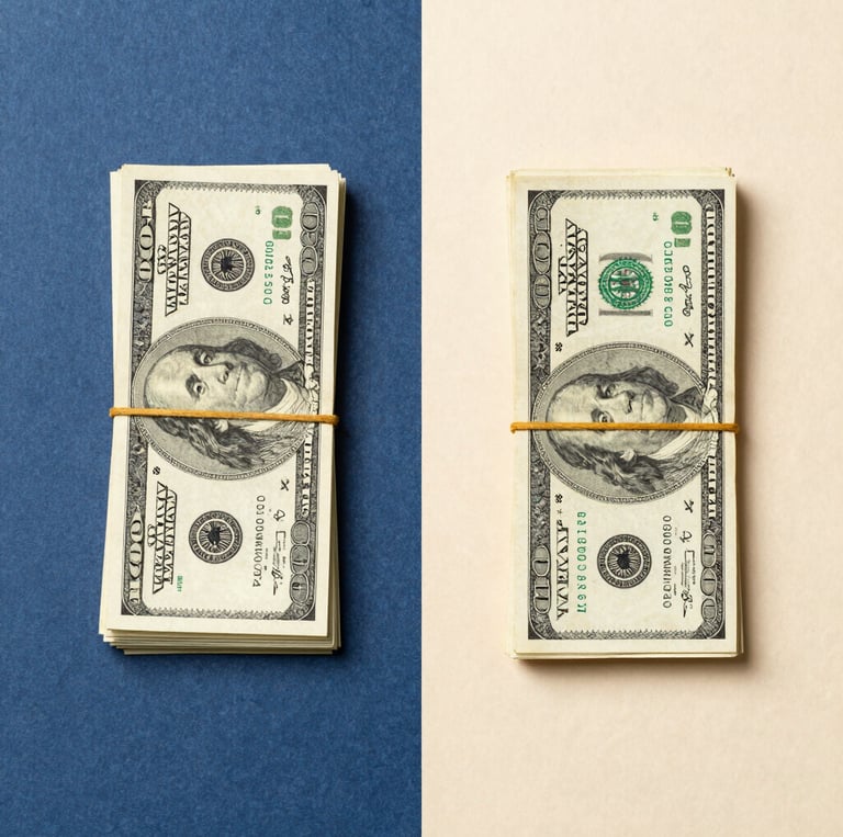 Illustration of hands exchanging coins and bills symbolizing payment and profit sharing