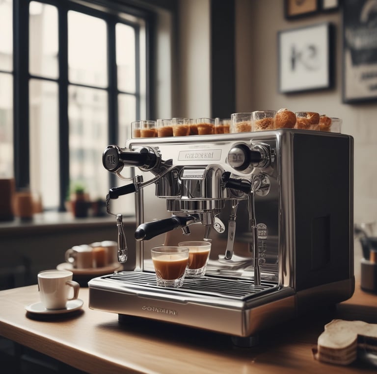 A progress meter showing the current savings level towards purchasing a coffee maker.