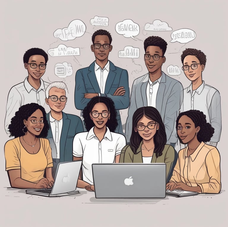 An image depicting a modern government building with digital interfaces.