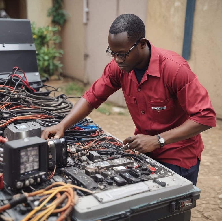 A skilled technician working on complex machinery in a well-lit workshop.