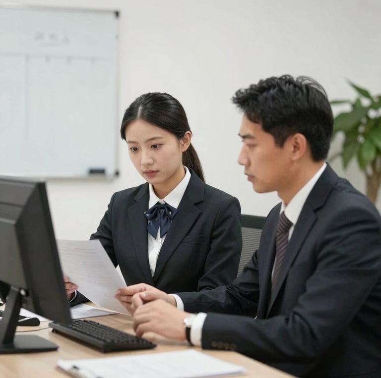 Elegant blue gradient background with subtle legal icons and a professional atmosphere.