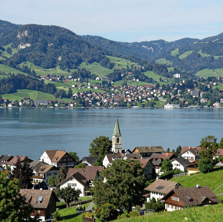 Modern office workspace in Cham with team collaborating on data privacy compliance.