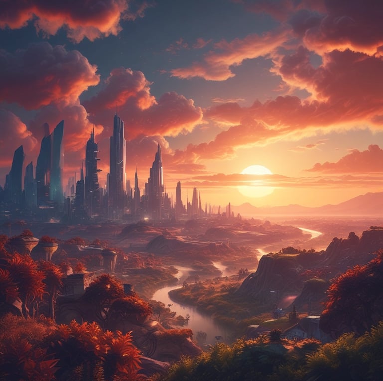 A serene sunrise over a quiet landscape symbolizing new beginnings and spiritual awakening.