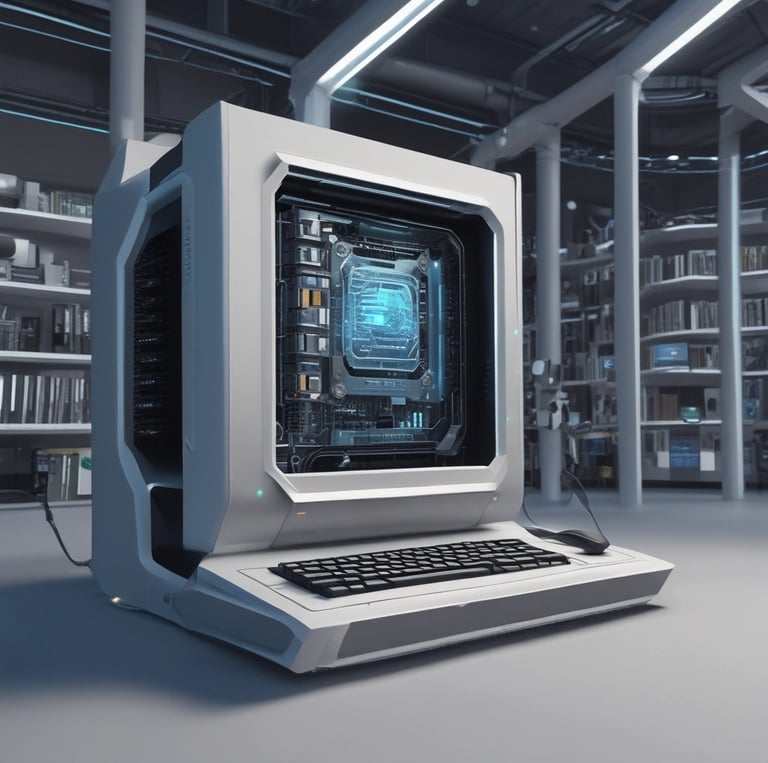 A vibrant, modern workspace with multiple screens showing social media and tech content.