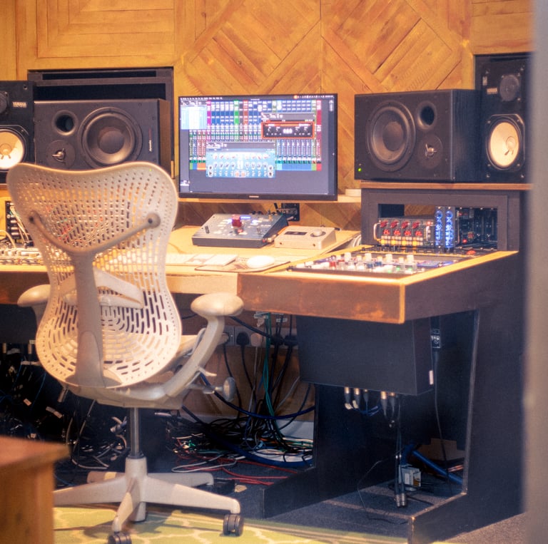 The control room of Studio A at Urchin Studios