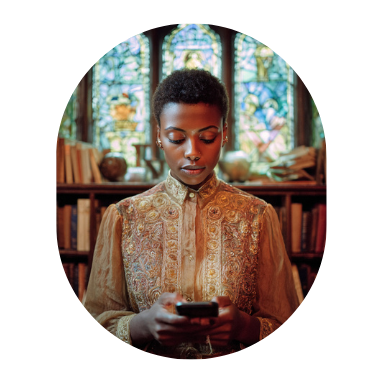 femme noire avec smartphone travaillant sa fiche google my business