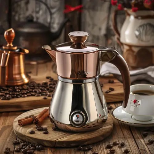 Cafetière à Piston design dans un décors naturel chaud et douillet