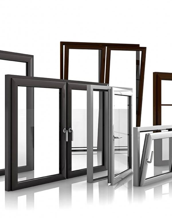 PVC-raamset in witte kleur, ramen en deuren, energiezuinige beglazing.