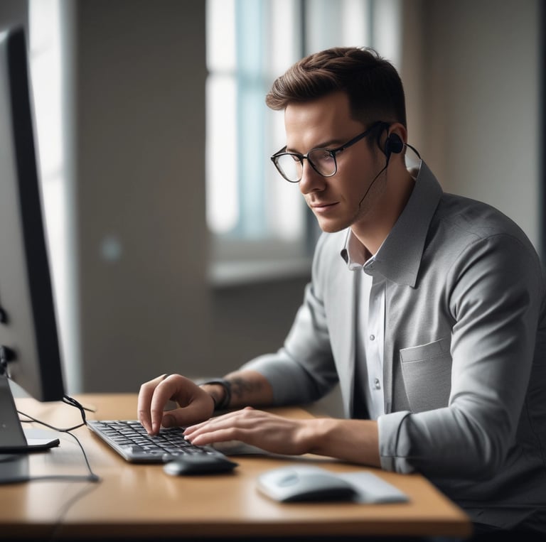A small business owner happily reviewing their growing client list on a laptop.