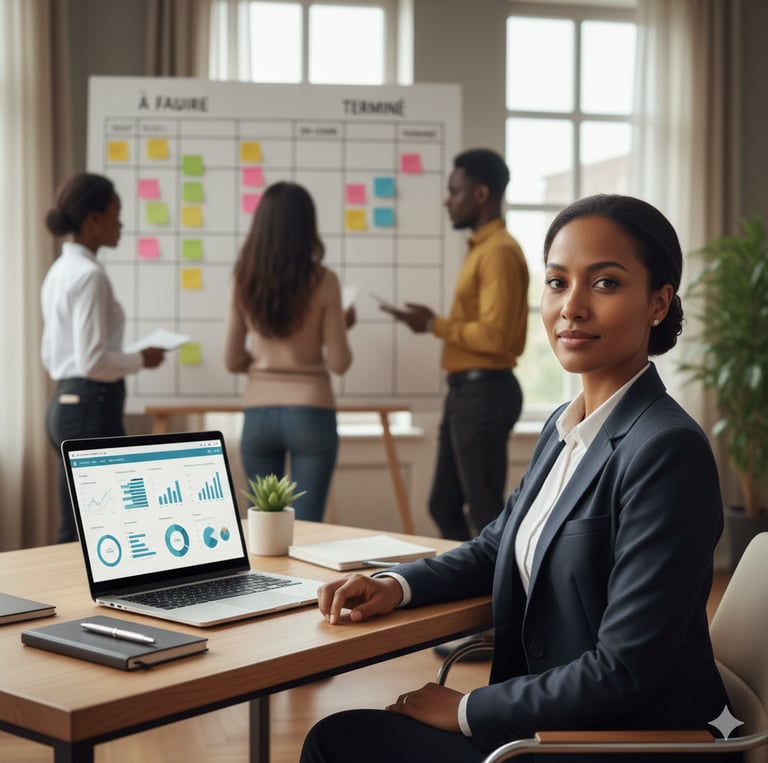 femme dirigeant entreprise sereine libérée de l'opérationnel