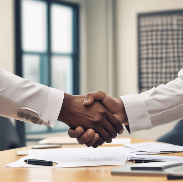 Elegant handshake between two professionals symbolizing a lasting partnership.
