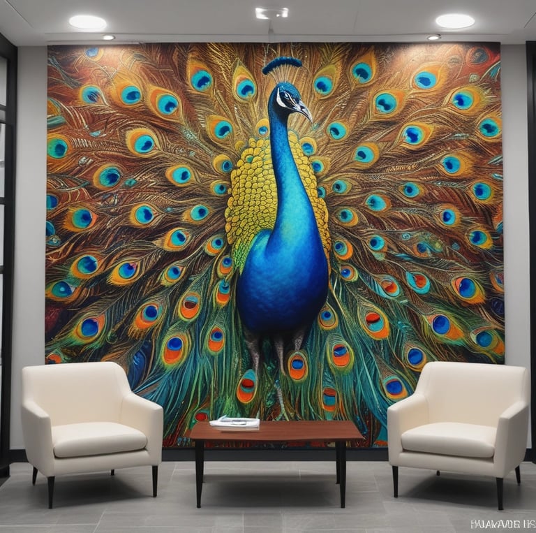 A family team working together to create vibrant wall prints in a cozy workshop.