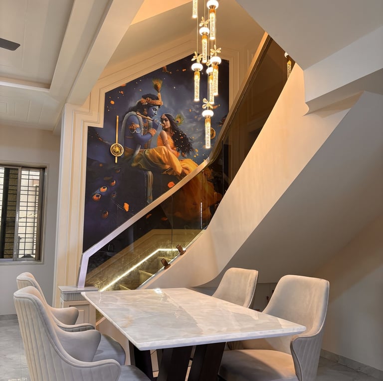 Luxury living room interior design in Palghar by Didhiti Design Studio