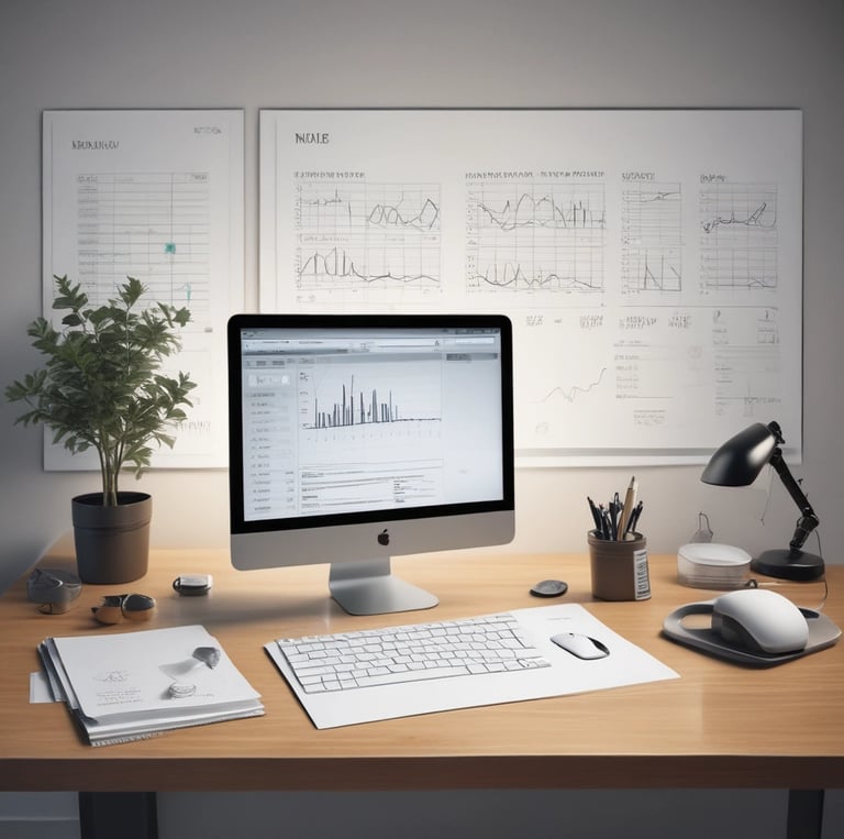 A calm workspace with a laptop, notebook, and coffee cup symbolizing thoughtful financial planning.