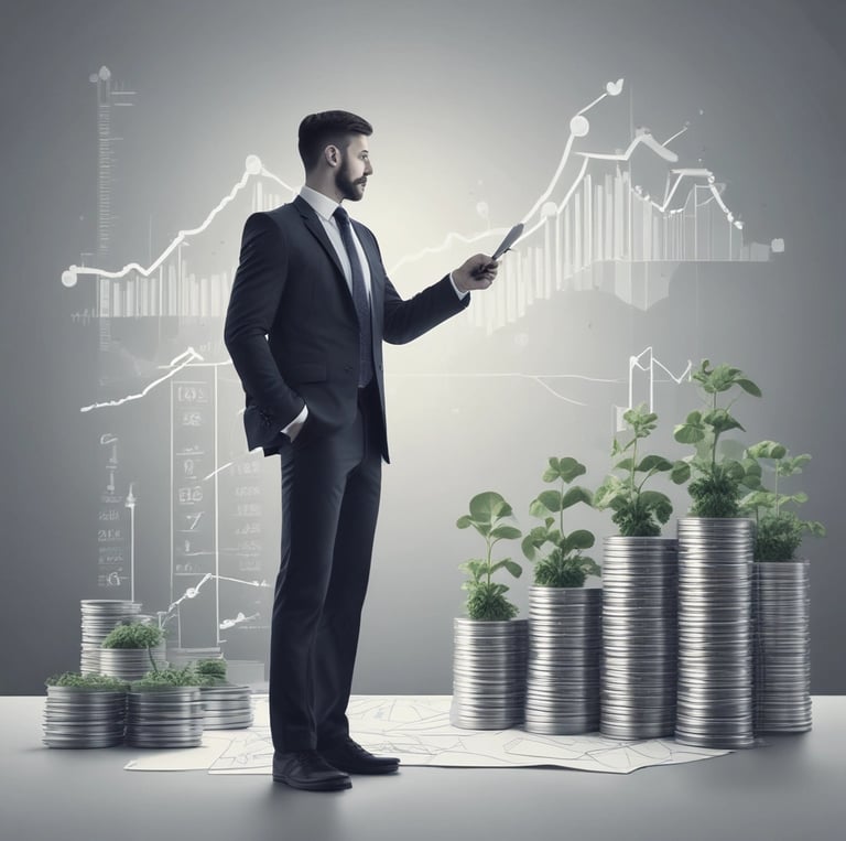 Professional consultant discussing environmental licensing documents with clients in an office setting.