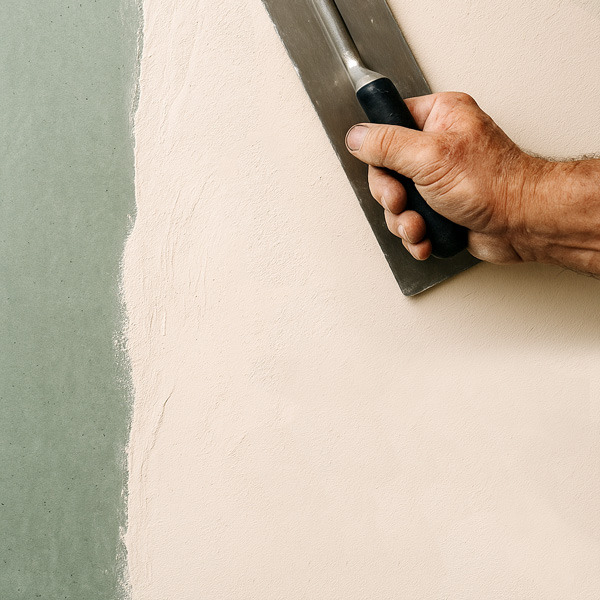 Enduit Stucco Latte teinte Pierre, blanc minéral lumineux