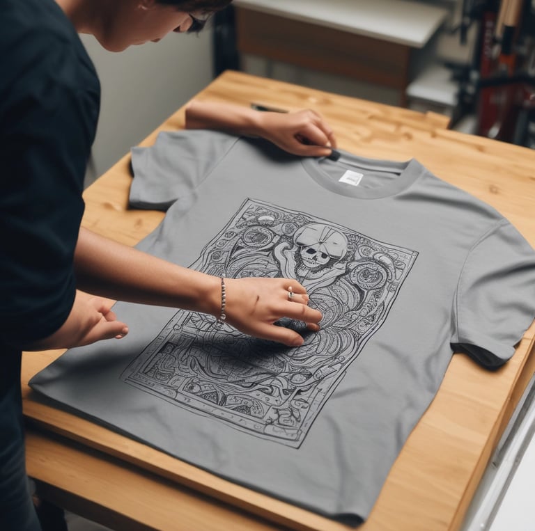 Creative workshop scene with personalized gifts and laser engraving tools on a pastel-colored table.