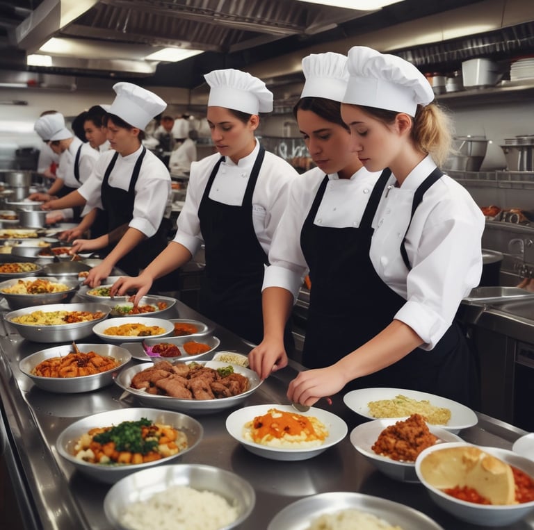 A warm group photo of the kitchen and service team smiling together in the restaurant.