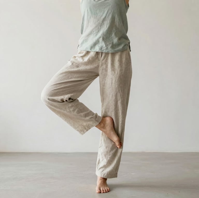 A serene person practicing mindful movement outdoors at sunrise, embodying calm and presence.