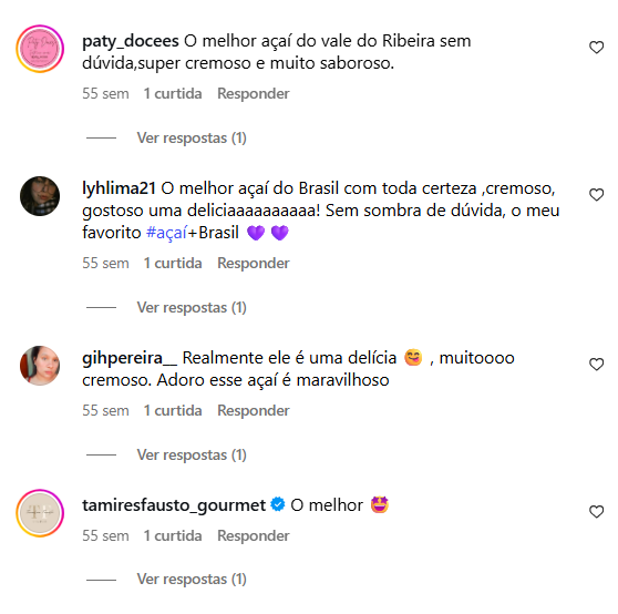 Cliente demonstrando satisfação na compra dos produtos da Açaí Mais Brasil 