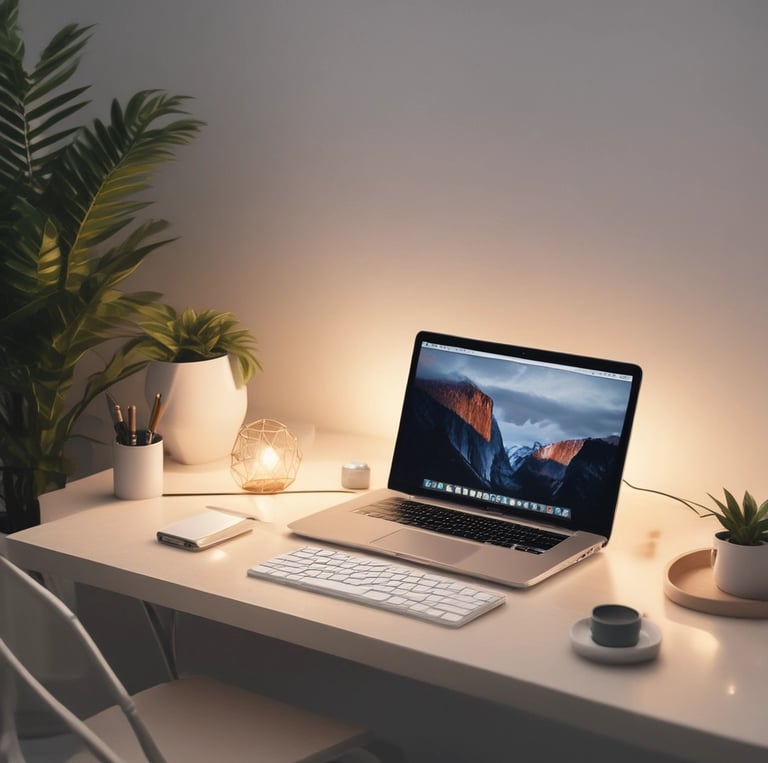 A modern workspace showcasing a team collaborating on website design.