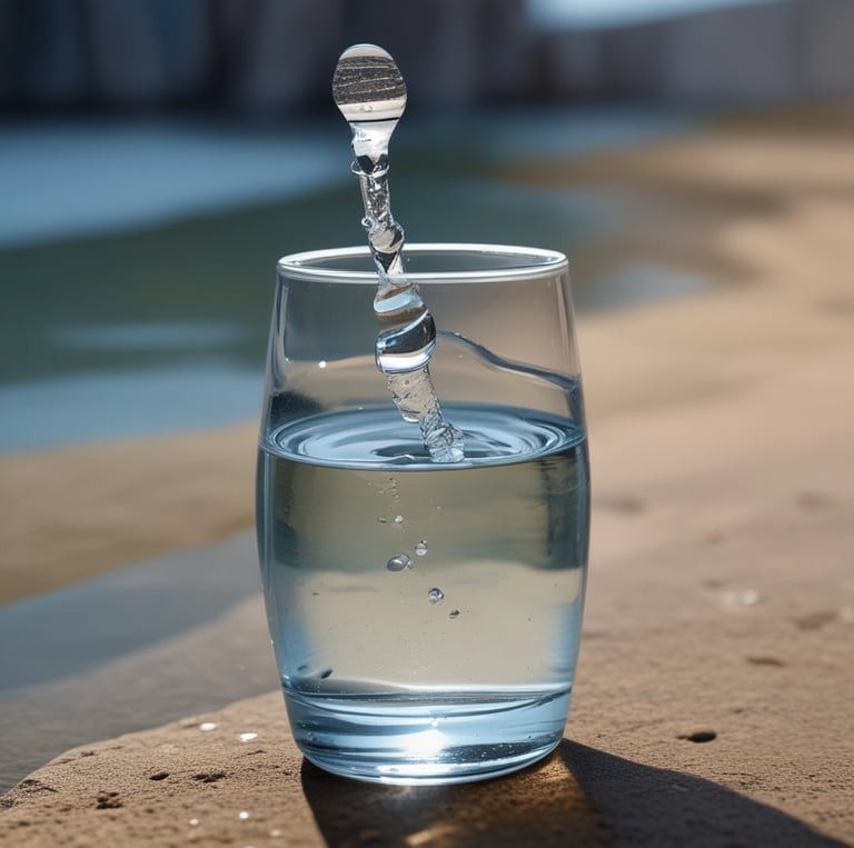 A clear bottle of sparkling water branded Mineragua is placed on a wooden table. Surrounding the bottle are plates of food, including a pizza and a dish garnished with various toppings and fresh greens. Sunlight filters through the surrounding space, casting soft shadows around the scene.