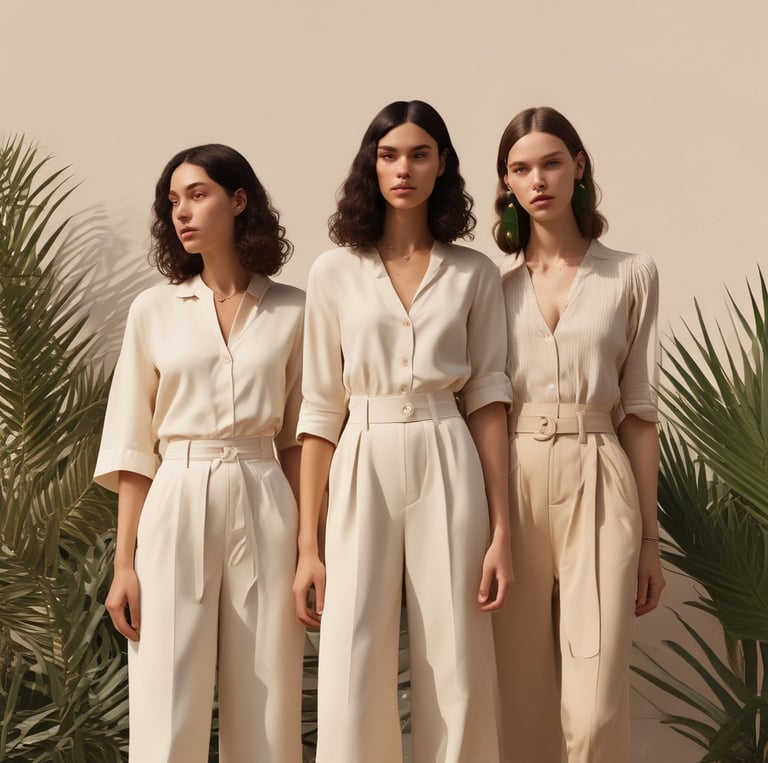 A stylish collection of women's clothing displayed in a bright, inviting setting.