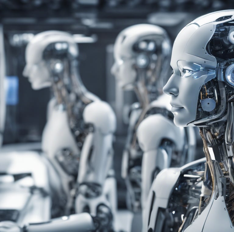 Robots trabajando con inteligencia artificial