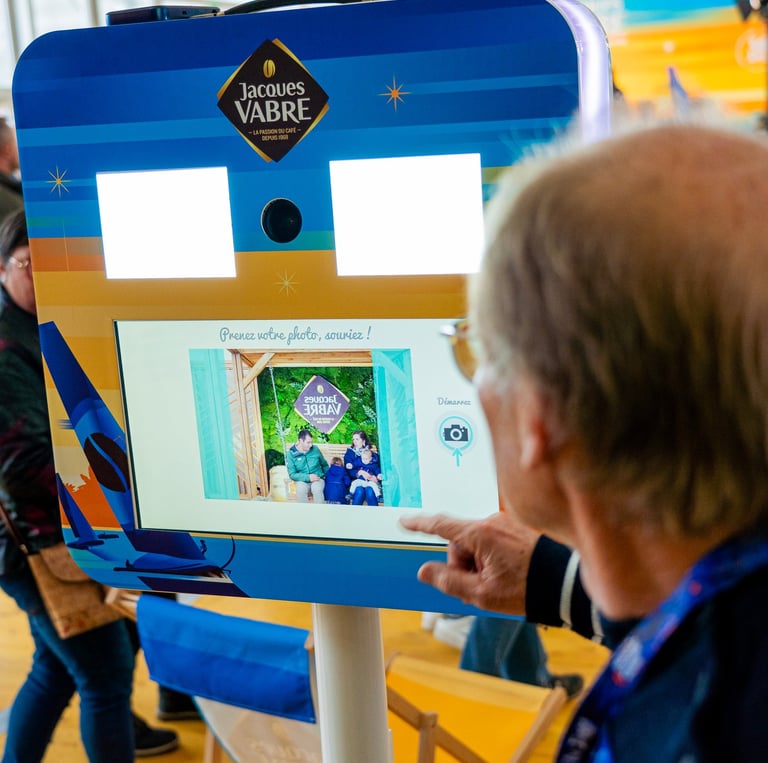 Écran tactile, appareil photo, photobooth, impression de cliché