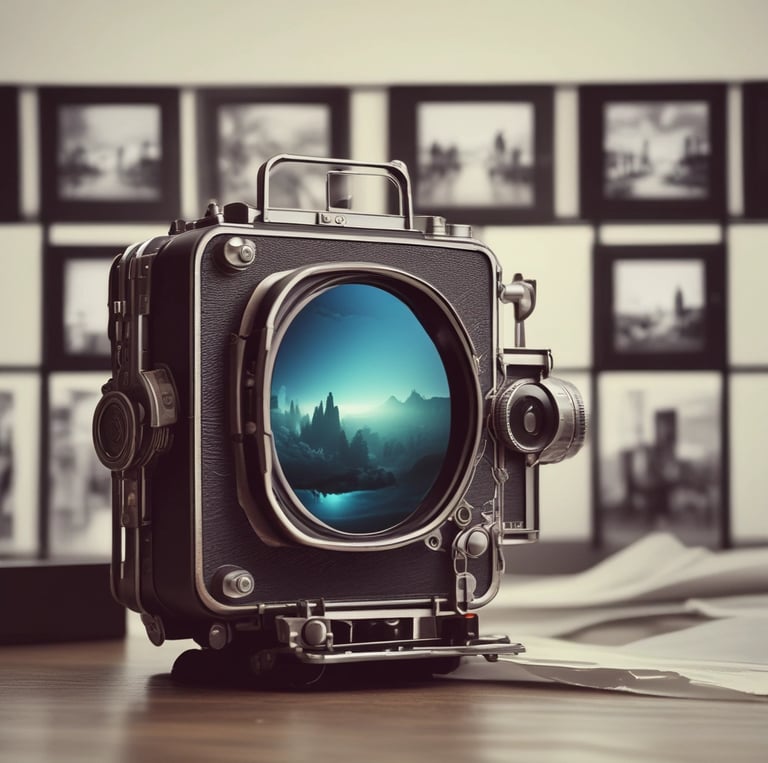 A serene workspace with a laptop and adult-themed art on the walls, symbolizing creativity and professionalism.