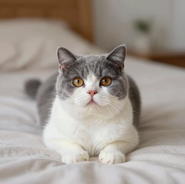 A cozy scene of a playful kitten nestled in soft blankets, eyes bright with curiosity.