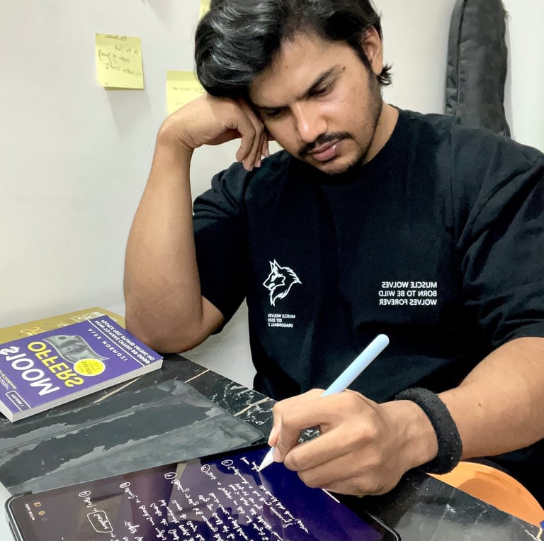 A focused coach reviewing a client’s progress and plan