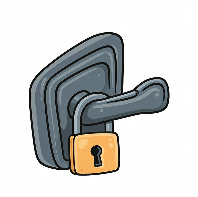 padlock on a car door handle