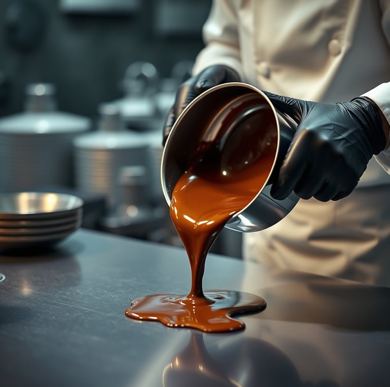 Nghệ nhân đang đổ Sô cô la tại Tina Nha Trang