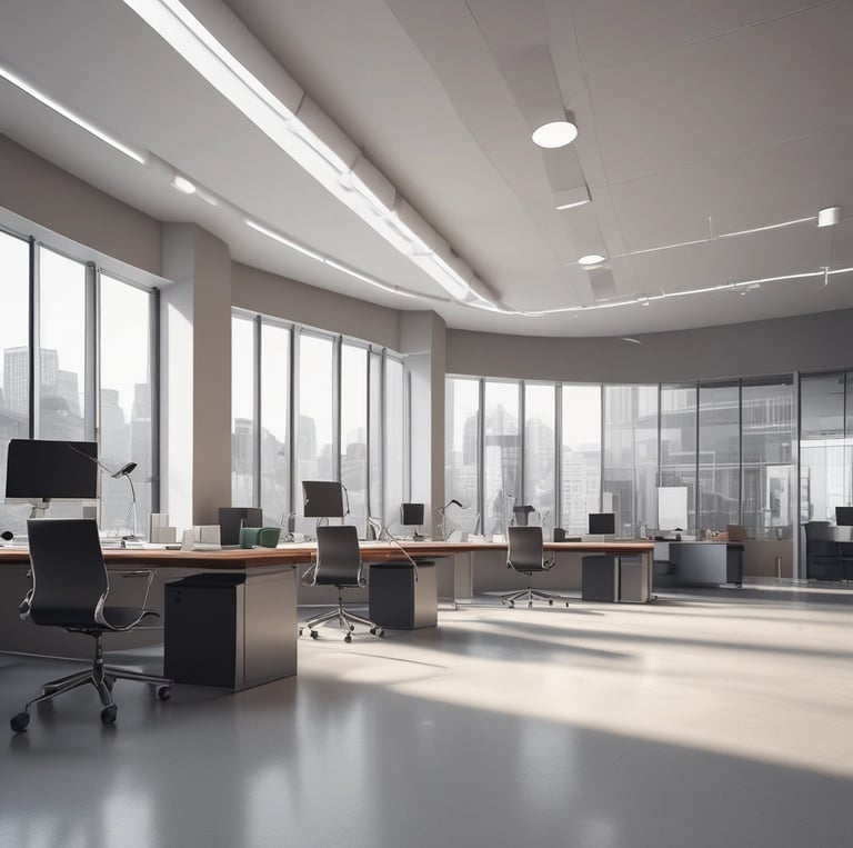 A team of professionals collaborating in a modern office environment.