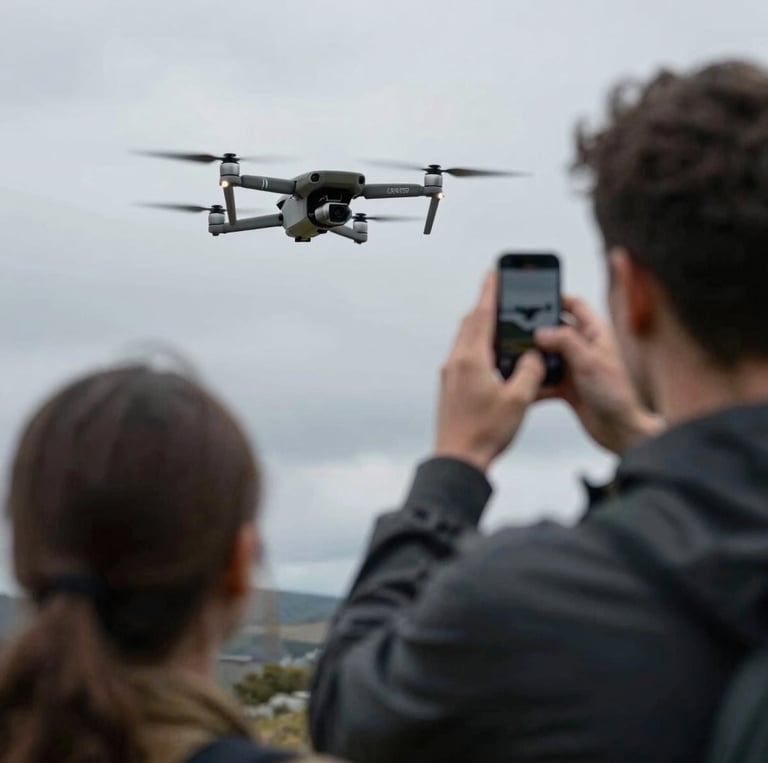 A professional inspecting a drone with aviation charts and tools in the background.