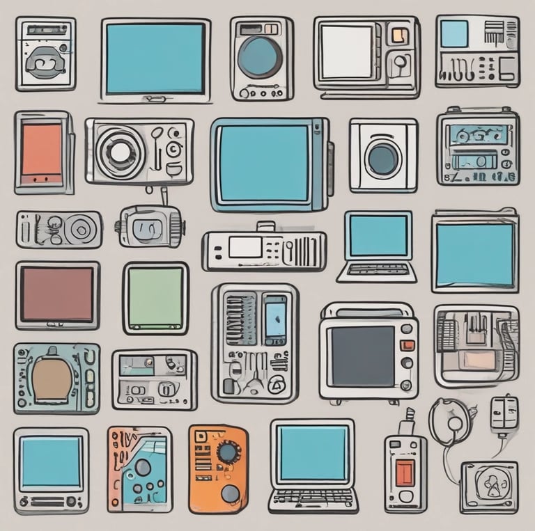 a bunch of electronic devices and electronics