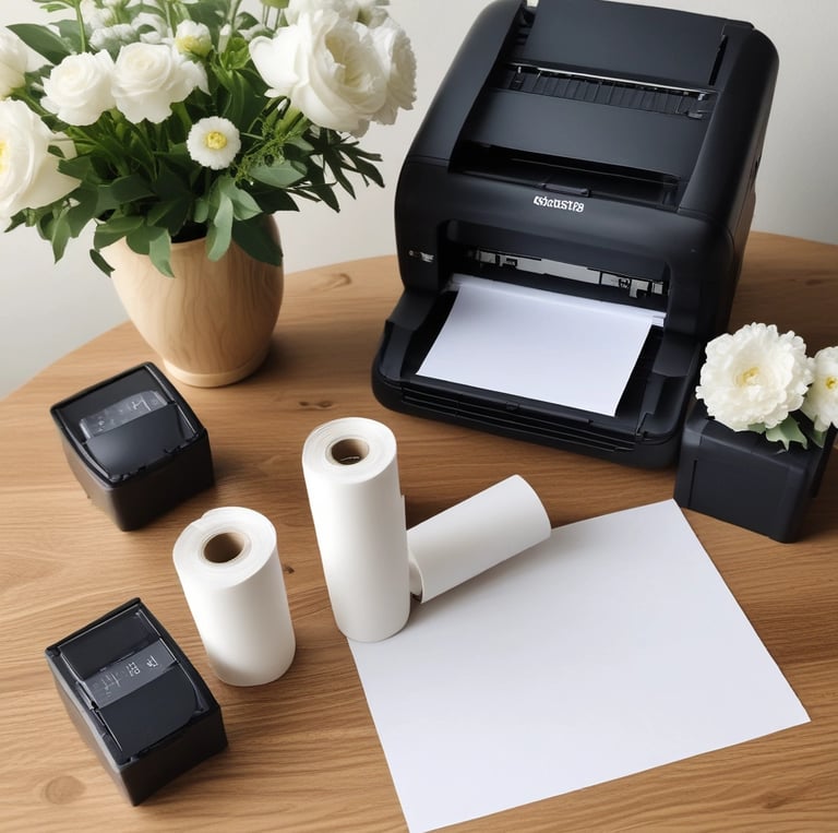 Three rolls of black adhesive tape with blue inner linings are placed on a textured cardboard surface. The rolls are partially unwound, and each displays the brand name 'Stefil' on the inside.
