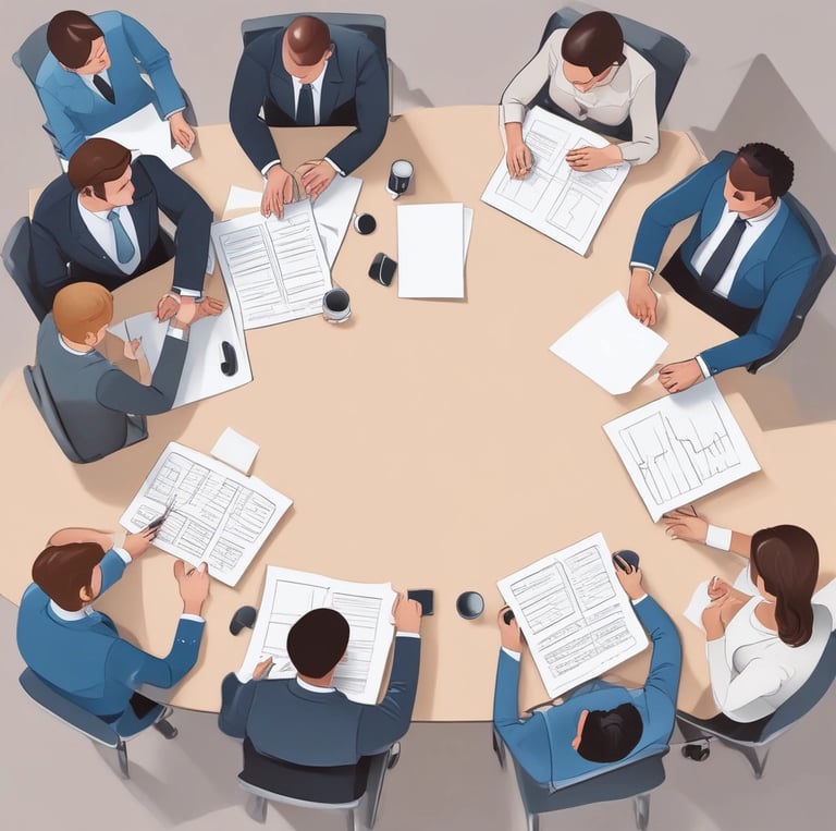 A professional team collaborating on recruitment strategies.
